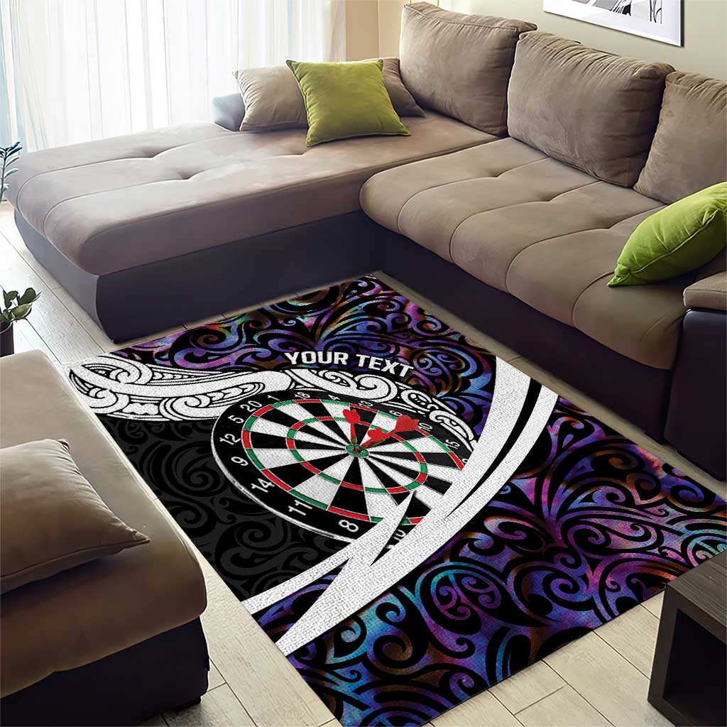 Personalized NZ Darts Area Rug Paua Shell Maori Koru Whakairo - Purple LT7 - Polynesian Pride