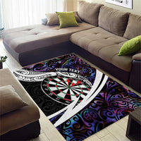 Personalized NZ Darts Area Rug Paua Shell Maori Koru Whakairo - Purple LT7 - Polynesian Pride