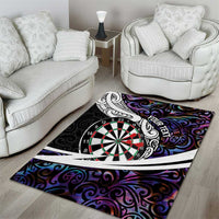 Personalized NZ Darts Area Rug Paua Shell Maori Koru Whakairo - Purple LT7 - Polynesian Pride