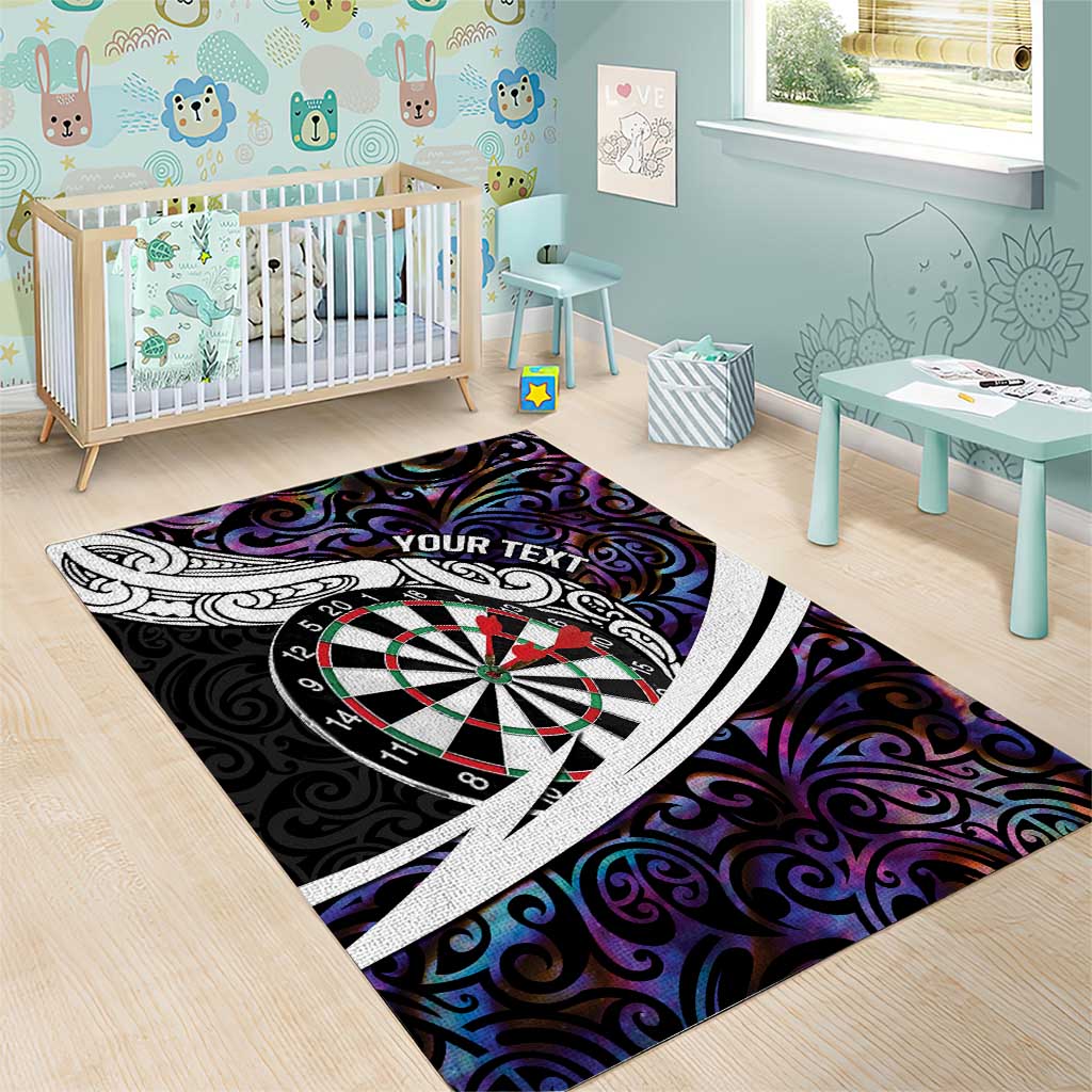 Personalized NZ Darts Area Rug Paua Shell Maori Koru Whakairo - Purple LT7 - Polynesian Pride
