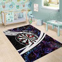 Personalized NZ Darts Area Rug Paua Shell Maori Koru Whakairo - Purple LT7 - Polynesian Pride