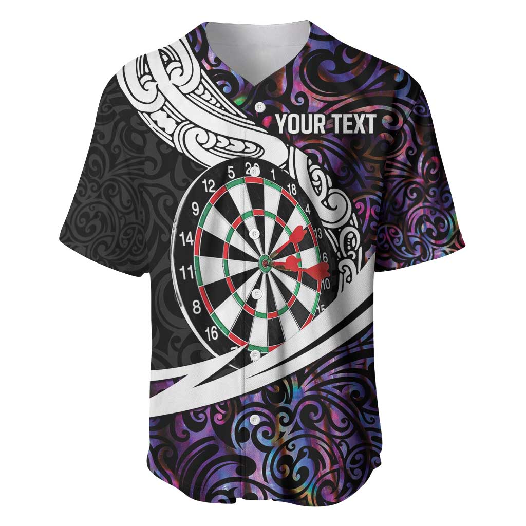 Personalized NZ Darts Baseball Jersey Paua Shell Maori Koru Whakairo - Purple LT7 Purple - Polynesian Pride