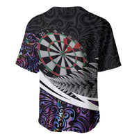 Personalized NZ Darts Baseball Jersey Paua Shell Maori Koru Whakairo - Purple LT7 - Polynesian Pride
