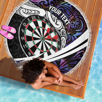 Personalized NZ Darts Beach Blanket Paua Shell Maori Koru Whakairo - Purple - Polynesian Pride