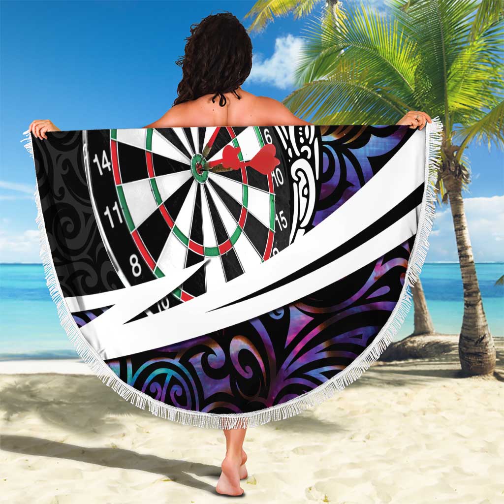 Personalized NZ Darts Beach Blanket Paua Shell Maori Koru Whakairo - Purple - Polynesian Pride