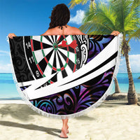 Personalized NZ Darts Beach Blanket Paua Shell Maori Koru Whakairo - Purple - Polynesian Pride