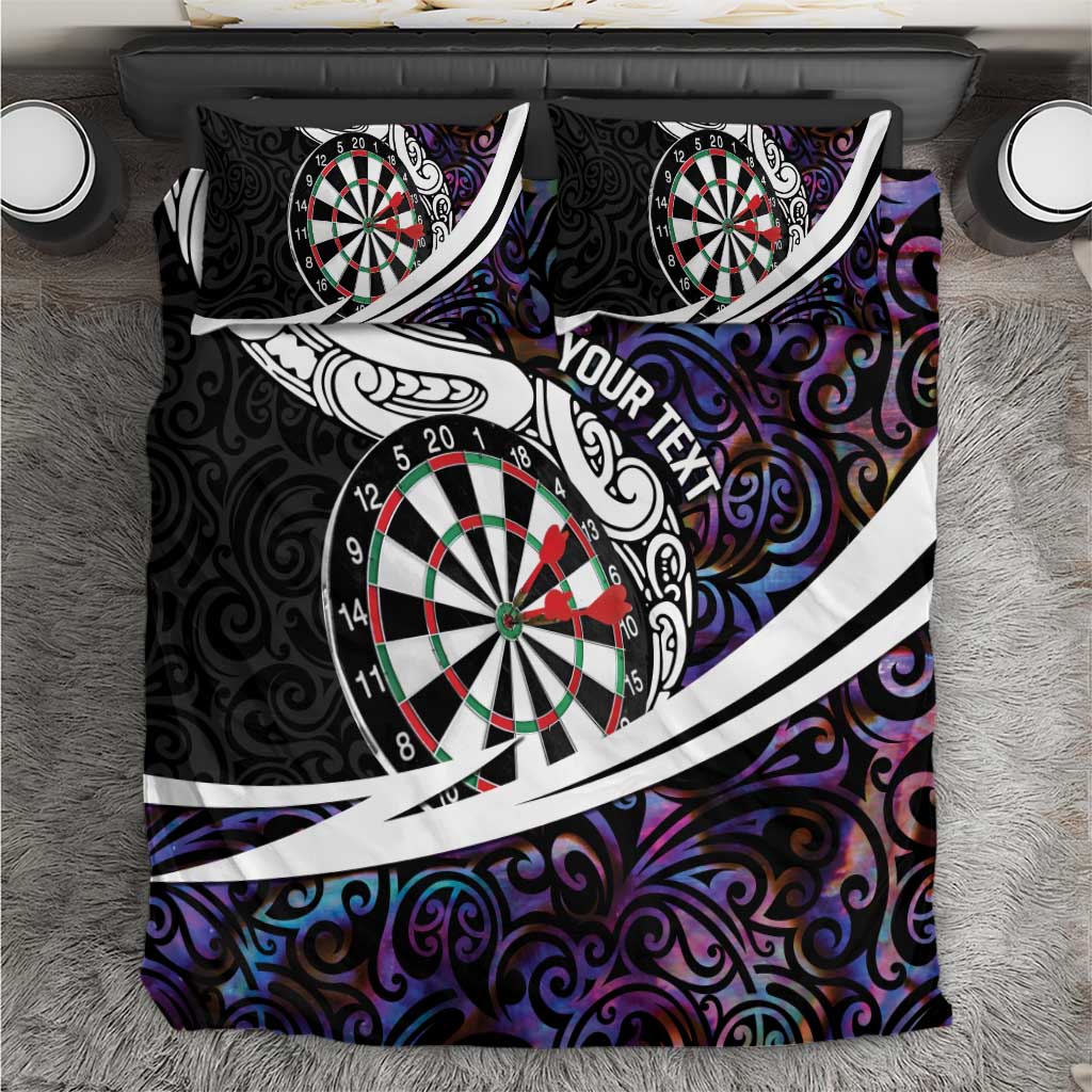 Personalized NZ Darts Bedding Set Paua Shell Maori Koru Whakairo - Purple - Polynesian Pride