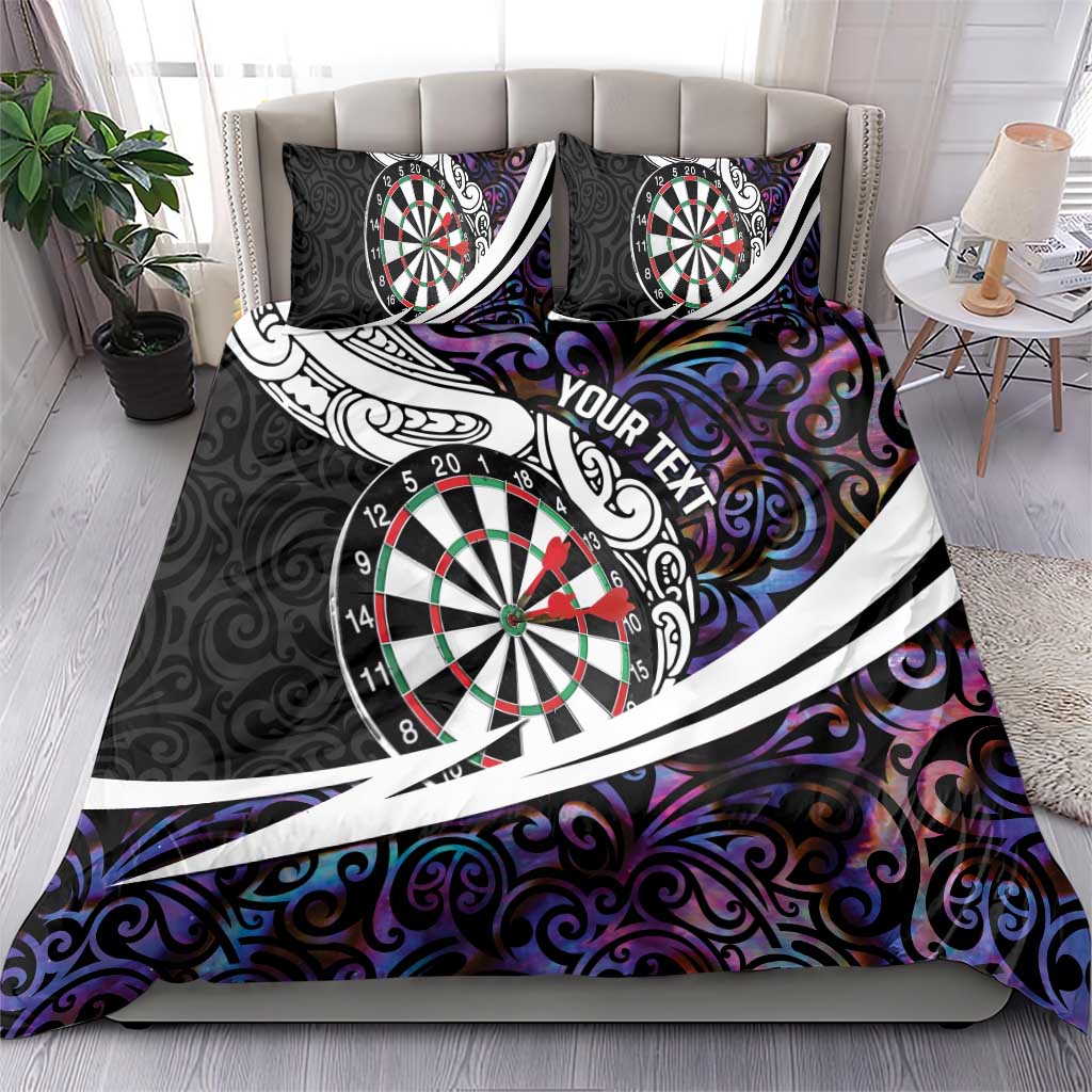 Personalized NZ Darts Bedding Set Paua Shell Maori Koru Whakairo - Purple - Polynesian Pride