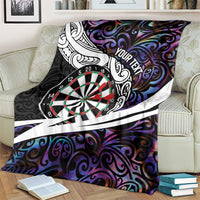 Personalized NZ Darts Blanket Paua Shell Maori Koru Whakairo - Purple - Polynesian Pride