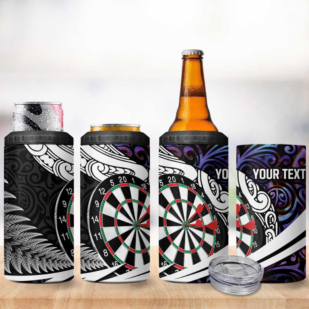 Personalized NZ Darts 4 in 1 Can Cooler Tumbler Paua Shell Maori Koru Whakairo - Purple LT7 - Polynesian Pride