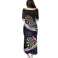 Personalized NZ Darts Family Matching Puletasi and Hawaiian Shirt Paua Shell Maori Koru Whakairo - Purple LT7 - Polynesian Pride