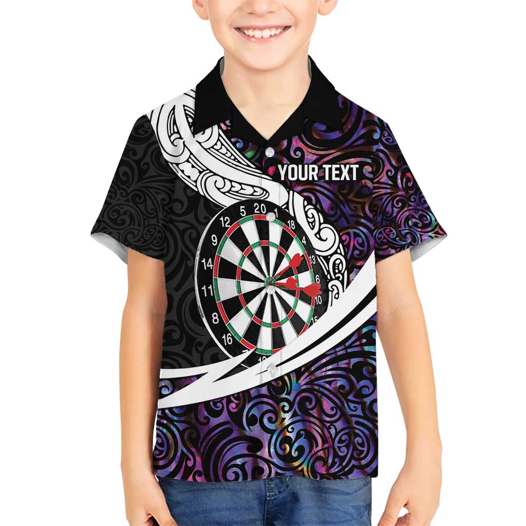 Personalized NZ Darts Family Matching Puletasi and Hawaiian Shirt Paua Shell Maori Koru Whakairo - Purple LT7 Son's Shirt Purple - Polynesian Pride