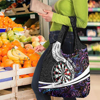 Personalized NZ Darts Grocery Bag Paua Shell Maori Koru Whakairo - Purple LT7 - Polynesian Pride