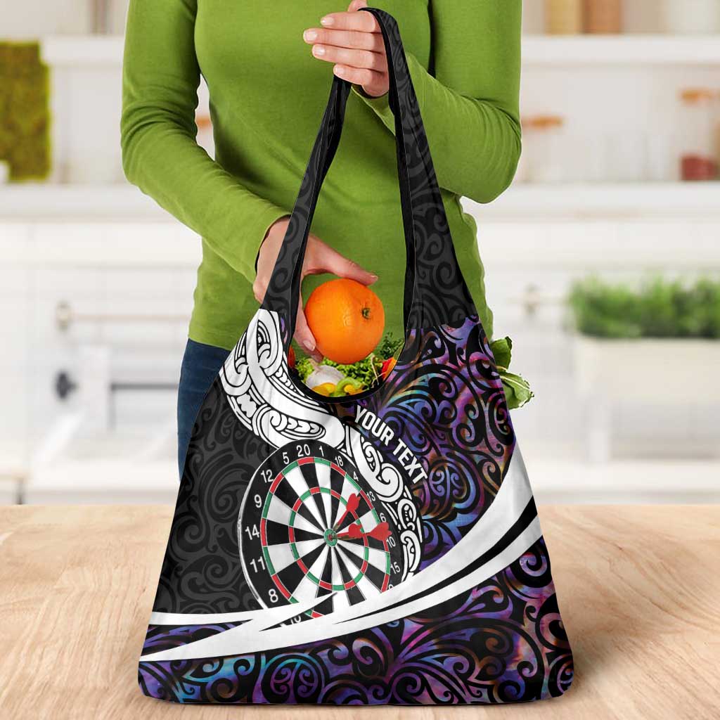 Personalized NZ Darts Grocery Bag Paua Shell Maori Koru Whakairo - Purple LT7 - Polynesian Pride