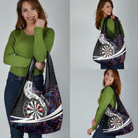 Personalized NZ Darts Grocery Bag Paua Shell Maori Koru Whakairo - Purple LT7 - Polynesian Pride