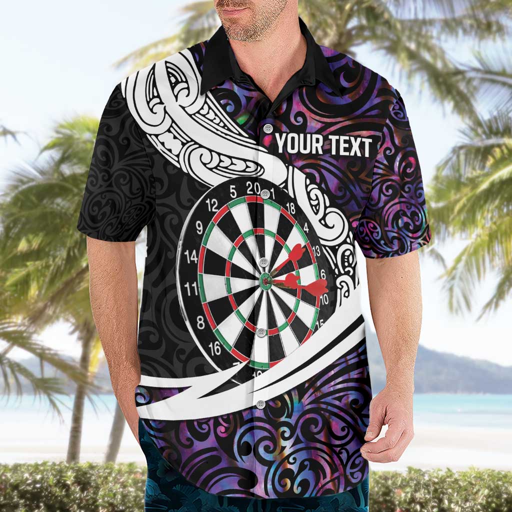 Personalized NZ Darts Hawaiian Shirt Paua Shell Maori Koru Whakairo - Purple - Polynesian Pride