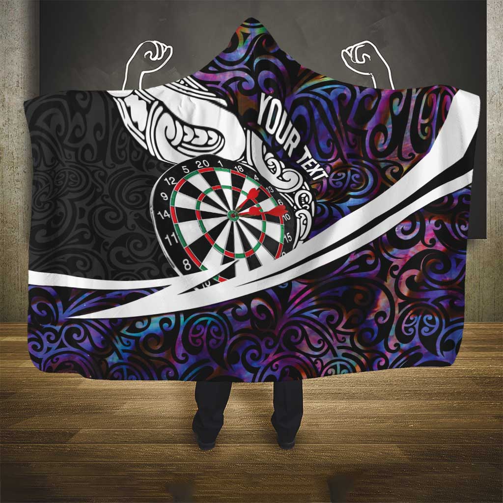 Personalized NZ Darts Hooded Blanket Paua Shell Maori Koru Whakairo - Purple - Polynesian Pride