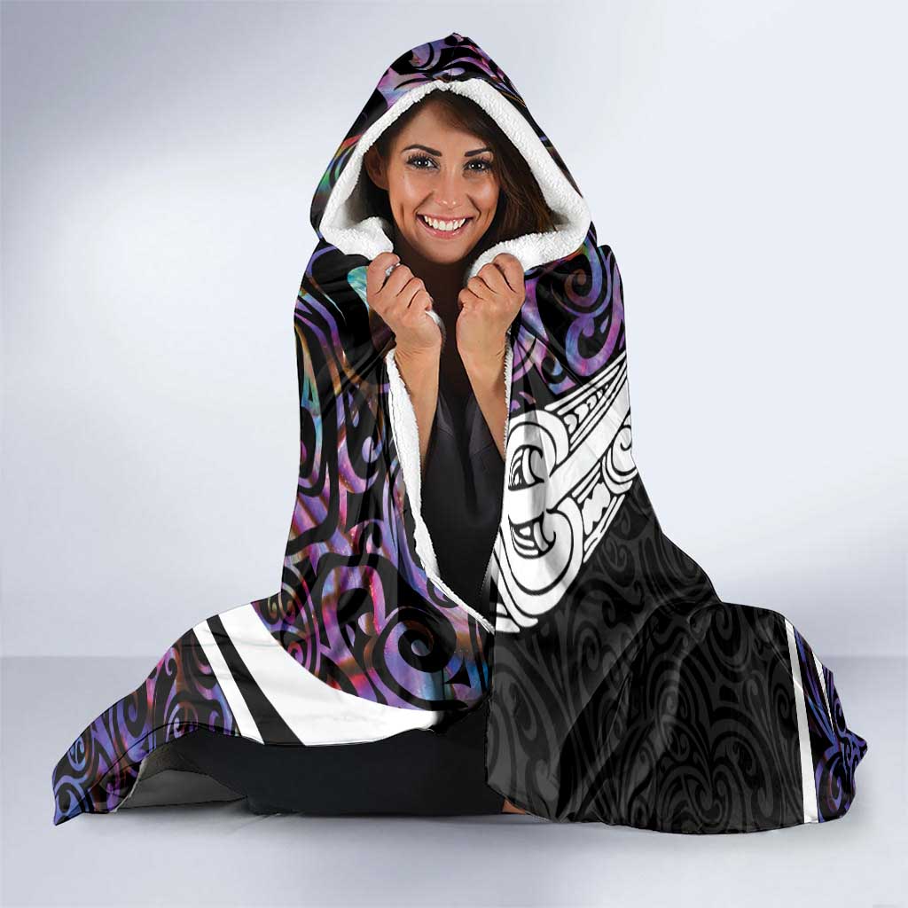 Personalized NZ Darts Hooded Blanket Paua Shell Maori Koru Whakairo - Purple - Polynesian Pride