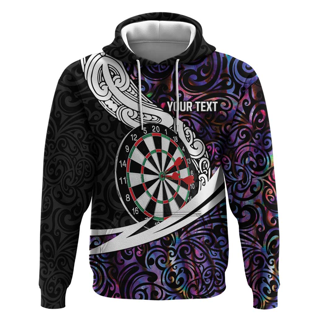 Personalized NZ Darts Hoodie Paua Shell Maori Koru Whakairo - Purple - Polynesian Pride