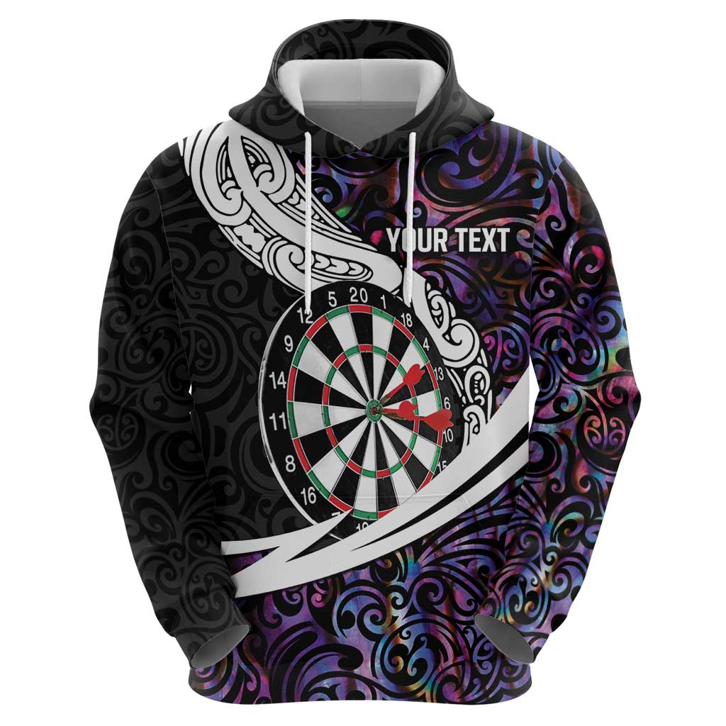 Personalized NZ Darts Hoodie Paua Shell Maori Koru Whakairo - Purple - Polynesian Pride