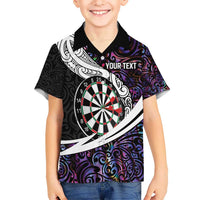 Personalized NZ Darts Kid Hawaiian Shirt Paua Shell Maori Koru Whakairo - Purple LT7 Kid Purple - Polynesian Pride