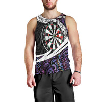 Personalized NZ Darts Men Tank Top Paua Shell Maori Koru Whakairo - Purple - Polynesian Pride