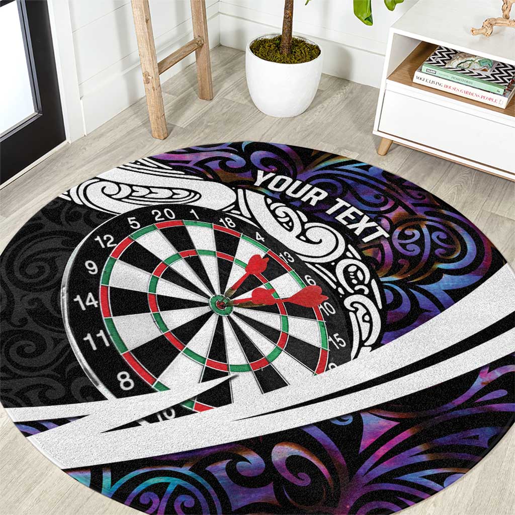 Personalized NZ Darts Round Carpet Paua Shell Maori Koru Whakairo - Purple - Polynesian Pride