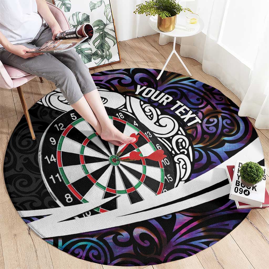 Personalized NZ Darts Round Carpet Paua Shell Maori Koru Whakairo - Purple - Polynesian Pride