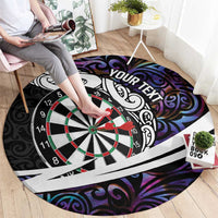 Personalized NZ Darts Round Carpet Paua Shell Maori Koru Whakairo - Purple - Polynesian Pride