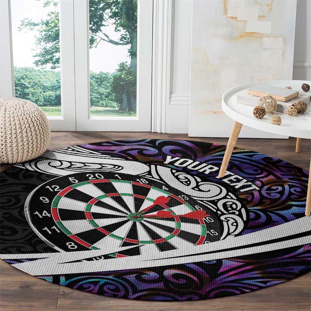 Personalized NZ Darts Round Carpet Paua Shell Maori Koru Whakairo - Purple - Polynesian Pride