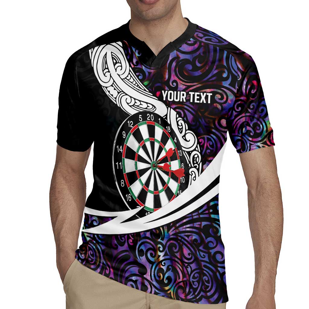 Personalized NZ Darts Rugby Jersey Paua Shell Maori Koru Whakairo - Purple - Polynesian Pride