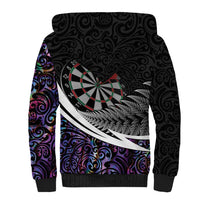 Personalized NZ Darts Sherpa Hoodie Paua Shell Maori Koru Whakairo - Purple - Polynesian Pride