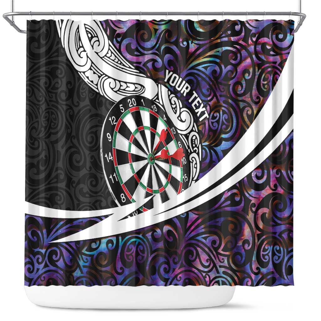 Personalized NZ Darts Shower Curtain Paua Shell Maori Koru Whakairo - Purple - Polynesian Pride