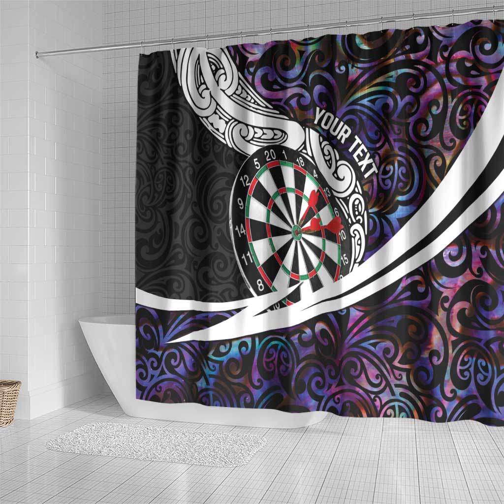 Personalized NZ Darts Shower Curtain Paua Shell Maori Koru Whakairo - Purple - Polynesian Pride
