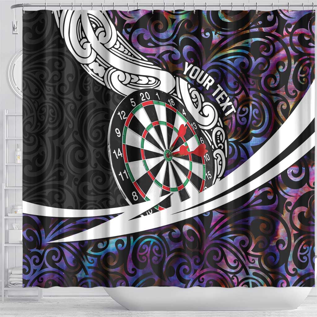 Personalized NZ Darts Shower Curtain Paua Shell Maori Koru Whakairo - Purple - Polynesian Pride