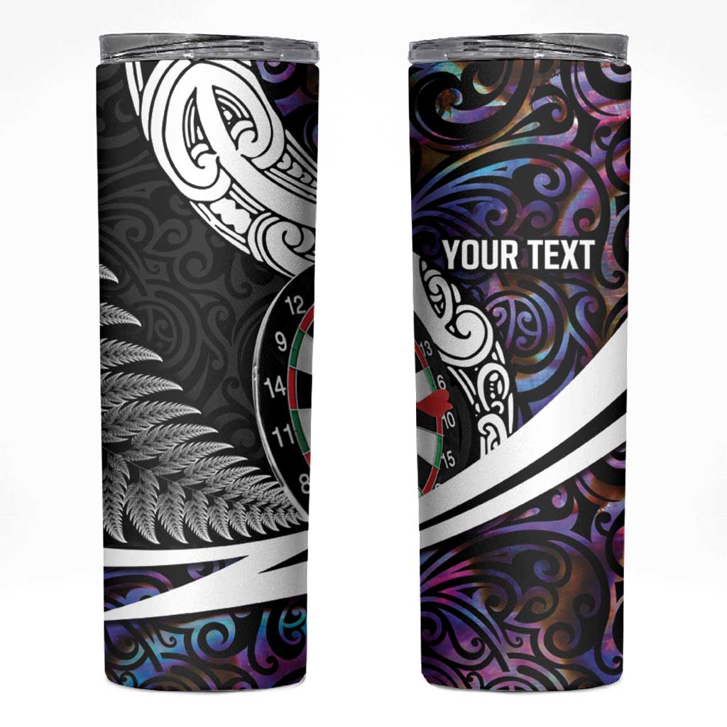 Personalized NZ Darts Skinny Tumbler Paua Shell Maori Koru Whakairo - Purple LT7 Purple - Polynesian Pride