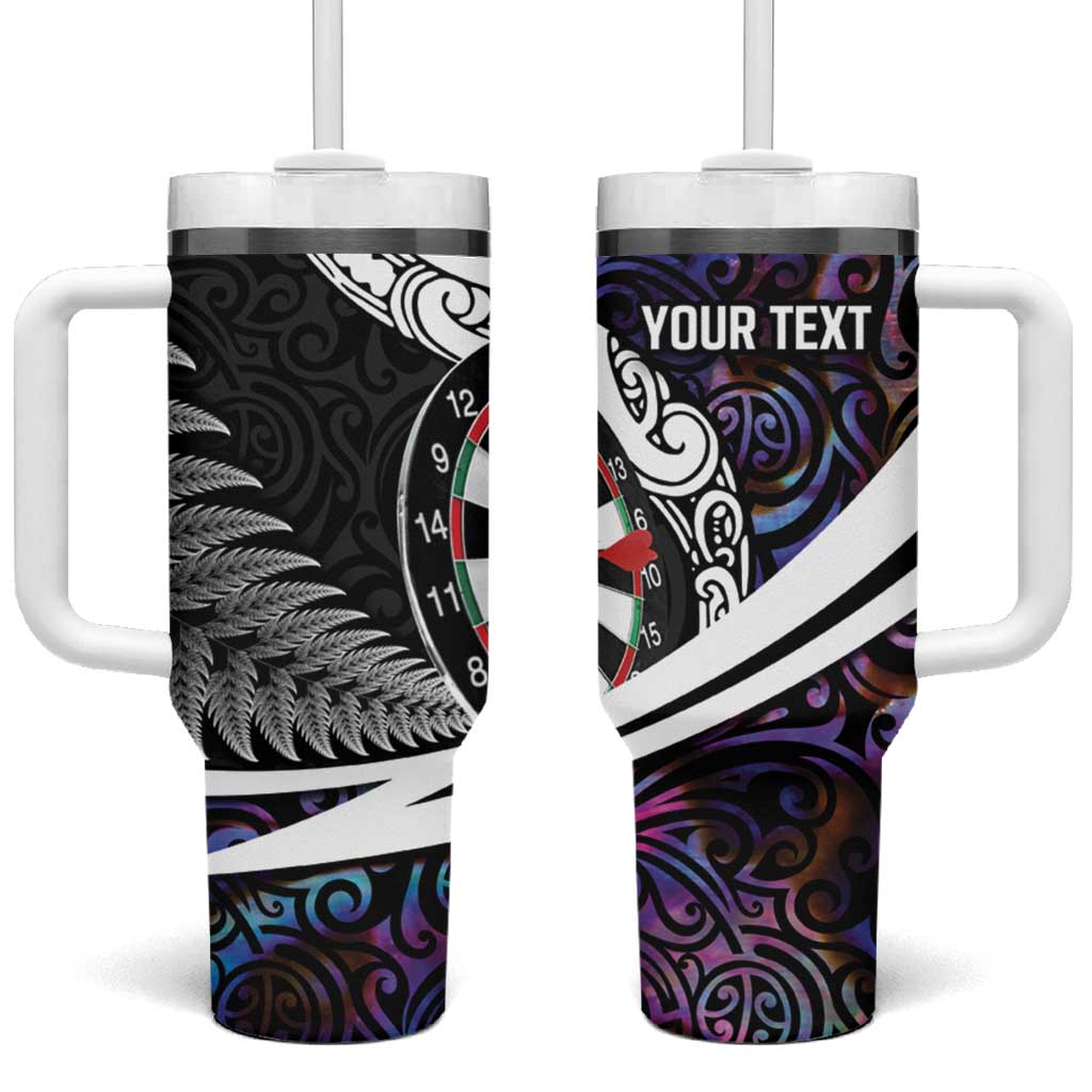 Personalized NZ Darts Tumbler With Handle Paua Shell Maori Koru Whakairo - Purple LT7 One Size: 40 oz Purple - Polynesian Pride