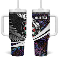 Personalized NZ Darts Tumbler With Handle Paua Shell Maori Koru Whakairo - Purple LT7 One Size: 40 oz Purple - Polynesian Pride
