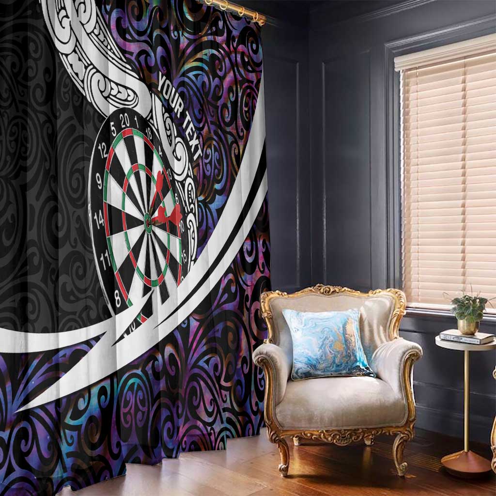 Personalized NZ Darts Window Curtain Paua Shell Maori Koru Whakairo - Purple LT7 - Polynesian Pride