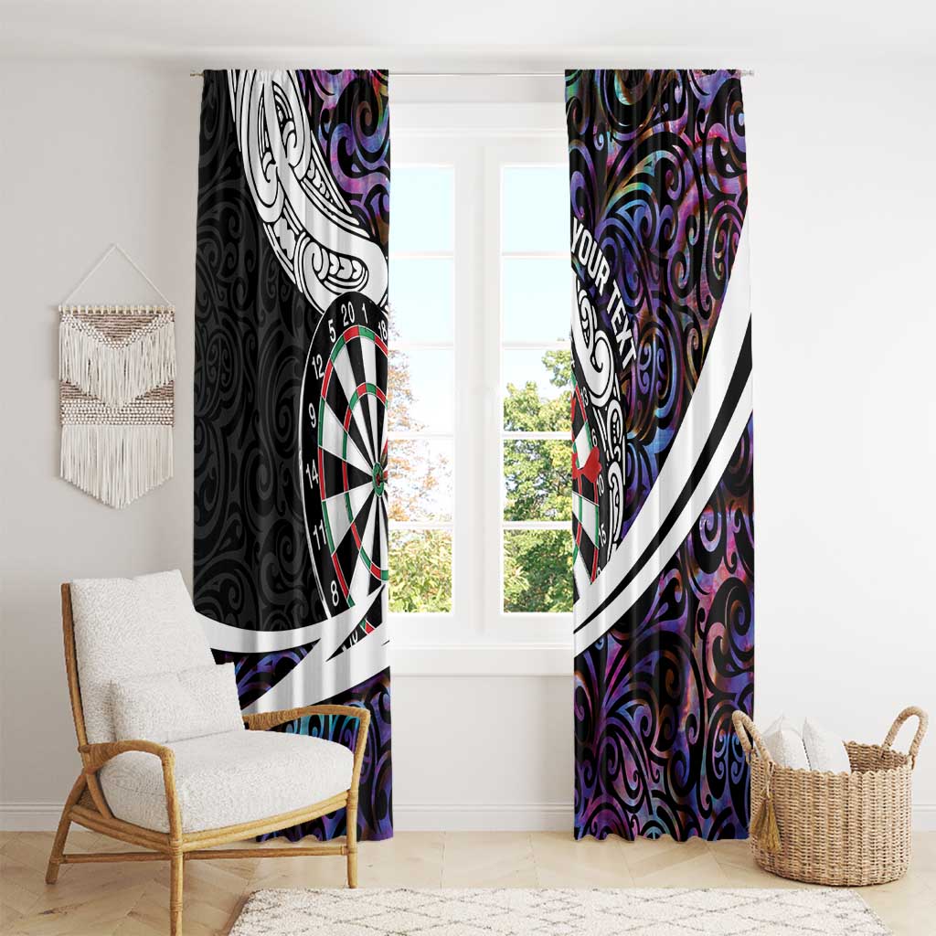 Personalized NZ Darts Window Curtain Paua Shell Maori Koru Whakairo - Purple LT7 - Polynesian Pride