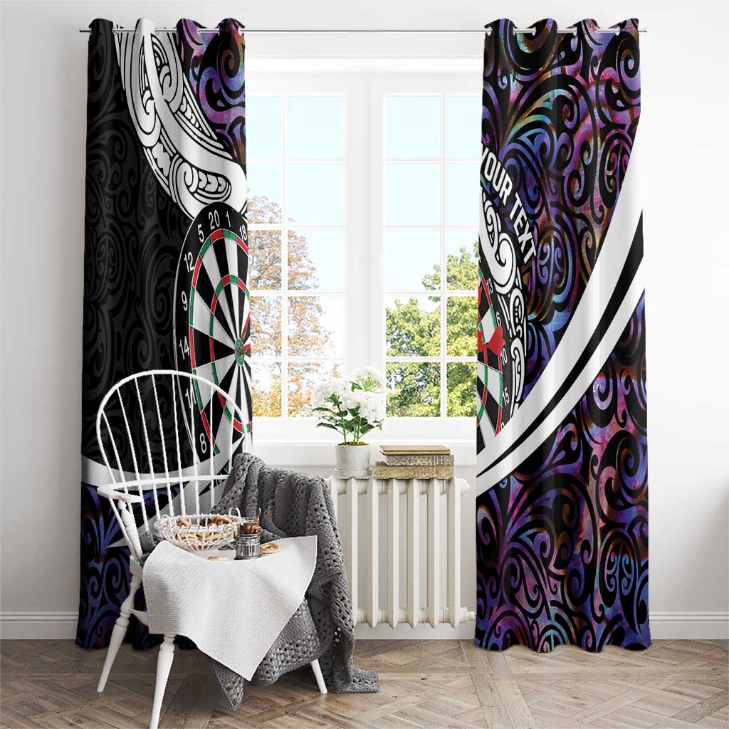 Personalized NZ Darts Window Curtain Paua Shell Maori Koru Whakairo - Purple LT7 - Polynesian Pride