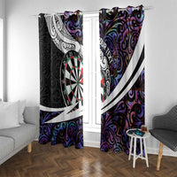 Personalized NZ Darts Window Curtain Paua Shell Maori Koru Whakairo - Purple LT7 With Grommets Purple - Polynesian Pride