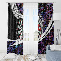Personalized NZ Darts Window Curtain Paua Shell Maori Koru Whakairo - Purple LT7 - Polynesian Pride