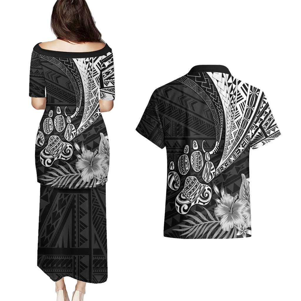 Personalised Polynesian Couples Matching Puletasi Dress and Hawaiian Shirt Bulldog With Polynesian Patterns LT7 - Polynesian Pride