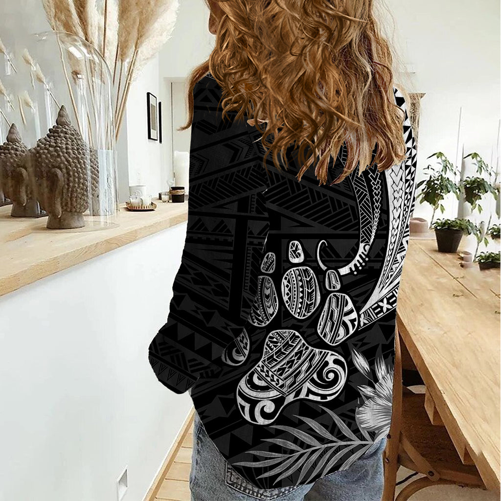 Personalised Polynesian Women Casual Shirt Bulldog With Polynesian Patterns LT7 - Polynesian Pride