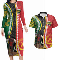 Ni-Vanuatu Indipendens Dei Celebretem Couples Matching Long Sleeve Bodycon Dress and Hawaiian Shirt Yumi Yumi Yumi