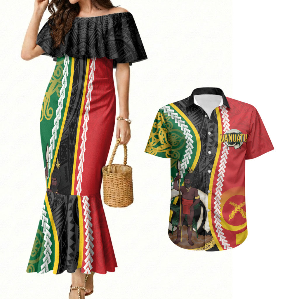 Ni-Vanuatu Indipendens Dei Celebretem Couples Matching Mermaid Dress and Hawaiian Shirt Yumi Yumi Yumi