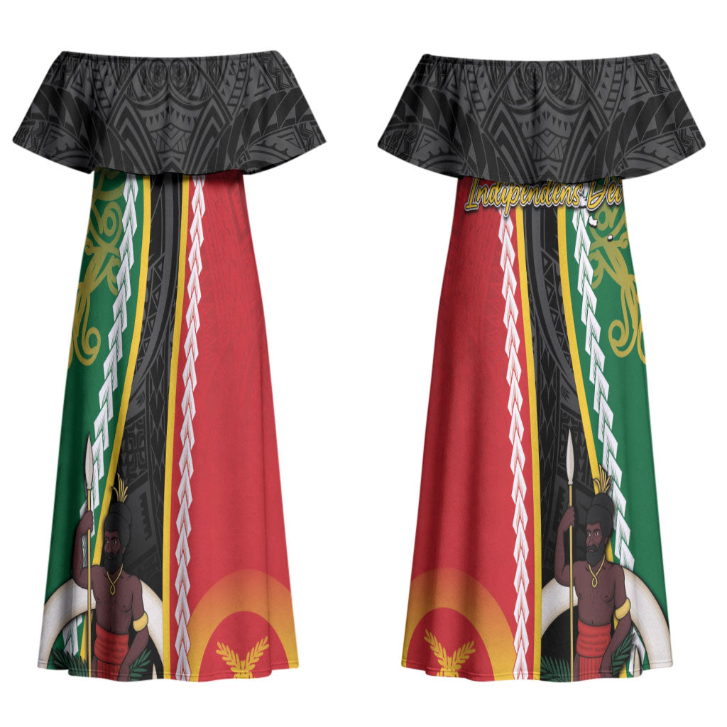 Ni-Vanuatu Indipendens Dei Celebretem Couples Matching Off Shoulder Maxi Dress and Hawaiian Shirt Yumi Yumi Yumi