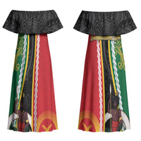 Ni-Vanuatu Indipendens Dei Celebretem Couples Matching Off Shoulder Maxi Dress and Long Sleeve Button Shirt Yumi Yumi Yumi