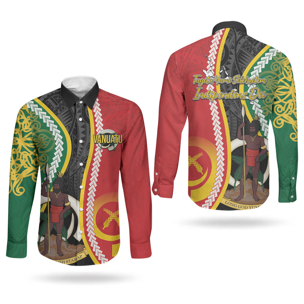 Ni-Vanuatu Indipendens Dei Celebretem Couples Matching Off The Shoulder Long Sleeve Dress and Long Sleeve Button Shirt Yumi Yumi Yumi